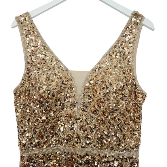 Mac Duggal Short Beaded Cocktail Dress 5543 Light Copper Size 10 NEW - Picture 9 of 16